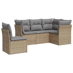 Maison Chic Salon de jardin avec coussins 5 pcs | Ensemble de Table et chaises | Mobilier d'Extérieur beige résine tressée -GKD16239