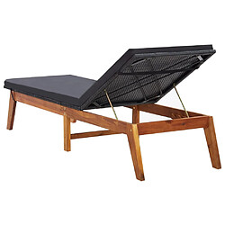 Helloshop26 Transat chaise longue bain de soleil lit de jardin terrasse meuble d'extérieur et coussin résine tressée et bois d'acacia massif 02_0012771 pas cher