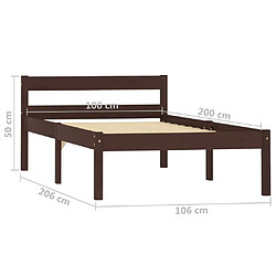 vidaXL Cadre de lit sans matelas marron foncé pin massif 100x200 cm pas cher