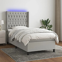 Sommier à lattes et matelas LED,Cadre à lattes de lit pour Adulte Gris clair 100x200 cm Tissu -MN60876