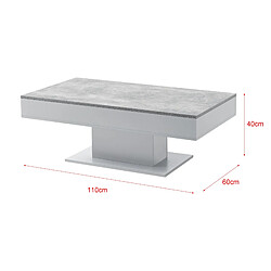 Helloshop26 Table basse de salon avec 2 espaces de rangement 110 cm effet béton gris 03_0006146