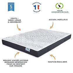 Ebac Matelas mousse + Sommier Omega Volcan 140x190 Myriade - H. 21 cm - Soutien équilibré