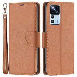 Etui en PU texture litchi, antichoc, fermoir magnétique avec support pour votre Xiaomi 12T 5G/12T Pro 5G - marron