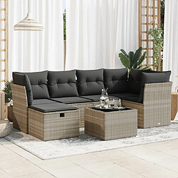 vidaXL Salon de jardin avec coussins 7 pcs gris clair résine tressée