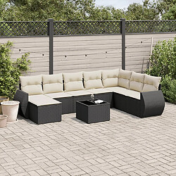 Maison Chic Ensemble Tables et chaises d'extérieur 9 pcs avec coussins,Salon de jardin noir résine tressée -GKD263230