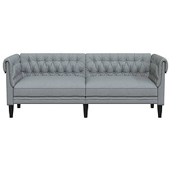 Avis vidaXL Canapé Chesterfield 3 places gris clair tissu