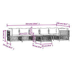 vidaXL Salon de jardin 7 pcs avec coussins anthracite acier pas cher