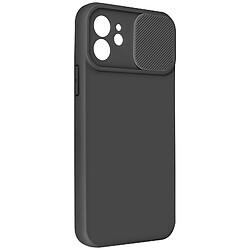 Avizar Coque pour iPhone 12 Silicone Souple Cache Caméra Coulissant noir