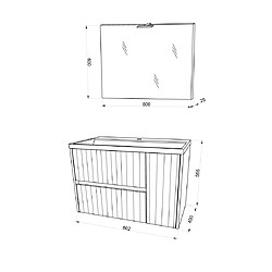 Acheter Kiamami Valentina MOBILIER DE SALLE DE BAIN 80 CM EN CHÊNE DORÉ CANNELÉ AVEC MIROIR| CORTINA