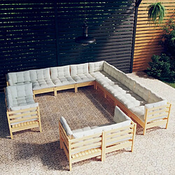 Maison Chic Salon de jardin 13 pcs avec coussins | Ensemble de Table et chaises | Mobilier d'Extérieur crème Bois de pin massif -GKD94521