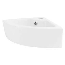 ML-Design Lavabo en Céramique Blanc Brillant, 46x33x13 cm, Anguleux, Vasque à Poser sur Plan de Toilette, Lave-Mains Évier pour la Salle de Bain/WC Invités, Design Moderne, sans Matériel de Montage