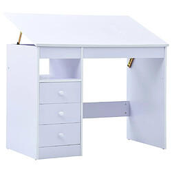 Helloshop26 Bureau table poste de travail meuble d'ordinateur informatique étude pour enfants Inclinable blanc 02_0023931