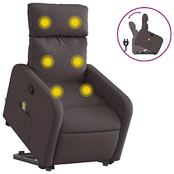 vidaXL Fauteuil inclinable de massage Marron foncé Tissu