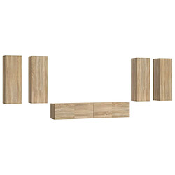 Maison Chic Ensemble de meubles TV 6 pcs | Banc TV Moderne pour salon | Meuble de Rangement - Chêne sonoma Bois d'ingénierie -MN77364