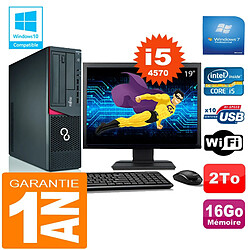 PC Fujitsu Esprimo E720 E85+ SFF Core I5-4570 16Go Disque 2 To Wifi W7 Ecran 19" - Occasion