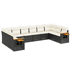 Maison Chic Salon de jardin 10 pcs avec coussins | Ensemble de Table et chaises | Mobilier d'Extérieur noir résine tressée -GKD71703