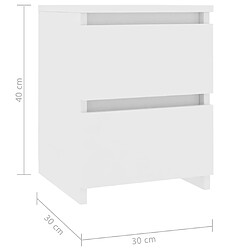 vidaXL Tables de chevet 2 pcs Blanc 30x30x40 cm Bois d'ingénierie pas cher