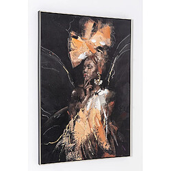 Pegane Tableau peinture à l'huile sur toile, peinte murale avec cadre en bois noir - Longueur 80 x Profondeur 3.5 x Hauteur 120 cm