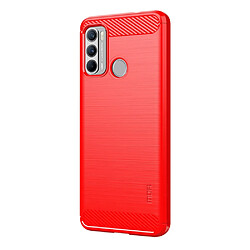 Mofi Coque en TPU Conception en fibre de carbone brossée flexible bien protégée rouge pour votre Motorola Moto G60/G40 Fusion