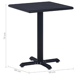 vidaXL Table de jardin Noir 60x60x75 cm pas cher