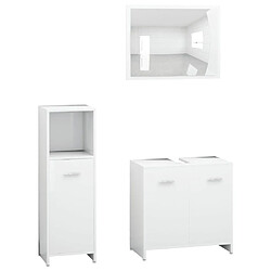 ComfortXL Ensemble De Meubles De Salle De Bain 3pcs Blanc Bois Ingénierie