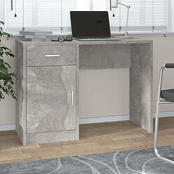 Maison Chic Bureau solide,Table de travail,Bureau d'ordinateur avec tiroir et armoire Gris béton 100x40x73 cm -GKD86847