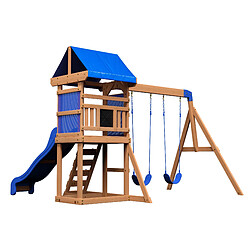 Backyard Discovery Aurora Aire de jeux en bois | Aire de Jeux Extérieur avec balançoire / toboggan / bac de sable / échelle | Balancoire Exterieur avec Toboggan, Portique Balancoire Exterieur