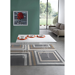 Inside 75 Table console extensible ouverture en livre HERMES plateau blanc mat pieds blanc largeur 140cm