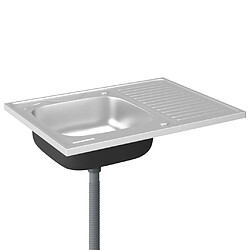 Acheter vidaXL Jeu d'évier de cuisine et égouttoir argenté 800x600x155 mm inox