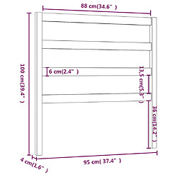 vidaXL Tête de lit Noir 95x4x100 cm Bois massif de pin pas cher