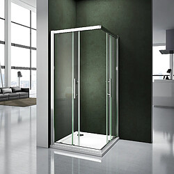 Cabine de douche 90x80x185cm porte de douche coulissante en verre securitaccès d'angle