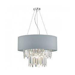 Luminaire Center Suspension Halle Cristal,gris 6 ampoules 41cm