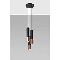 Luminaire Center Suspension Loopez Acier Cuivre,noir 3 ampoules 90cm