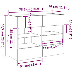 vidaXL Meuble TV mural avec lumières LED blanc 78,5x30x60,5 cm pas cher