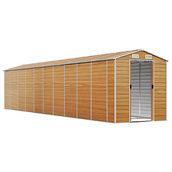 Helloshop26 Abri de jardin cabane cabanon maison de stockage remise extérieur hangar outils robuste clair 191 x 895 x 198 cm acier galvanisé marron 02_0022297