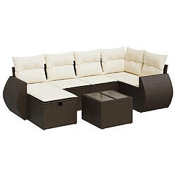 vidaXL Salon de jardin avec coussins 7 pcs marron résine tressée