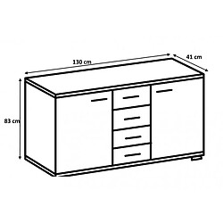 Pegane Commode meuble de rangement coloris imitation chêne artisan - Longueur 130 x Hauteur 83 x Profondeur 41 cm