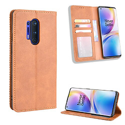 Etui en PU vintage auto-absorbé avec support marron pour votre OnePlus 8 Pro