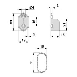 Kit de 2 tubes de penderie 30 x 15 mm en aluminium longueur 950 mm et supports Emuca pour armoire