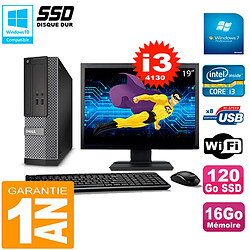 PC DELL 3020 SFF Ecran 19" Core I3-4130 RAM 16Go Disque 120 Go SSD Wifi W7 - Occasion