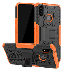 Wewoo Coque Pour OPPO Realme 3 Pro Texture de pneu TPU antichoc + PC Housse de protection avec support Orange