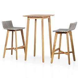 Maison Chic Mobilier de bar 3 pcs,Mobilier d'extérieur,table de bar et chaises Bois d'acacia solide -GKD841271