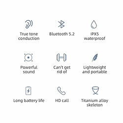 Écouteurs Compatibles Bluetooth Casque À Conduction Osseuse Bl09 Musique Montée Sur L'Oreille Sans Noir Boite D'Emballage