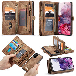 Caseme Etui en PU split vintage marron pour votre Samsung Galaxy S20 Plus