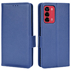 Etui en PU texture litchi avec support, bleu foncé pour votre ZTE Blade A72/Blade V40 Vita