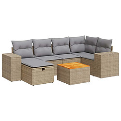 vidaXL Salon de jardin avec coussins 7 pcs beige résine tressée