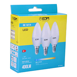 Lot de 3 ampoules LED EDM G 5 W E14 400 lm Ø 3,6 x 10 cm (6400 K)