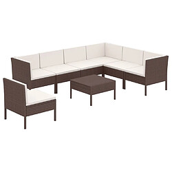 Maison Chic Salon de jardin 8 pcs + coussins - Mobilier/Meubles de jardin - Table et chaises d'extérieur Résine tressée Marron -MN63287