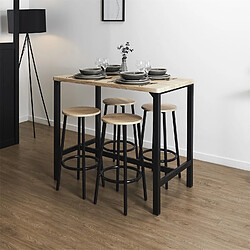 The Home Deco Factory Ensemble mange debout et 4 tabourets Kalo - Marron et noir