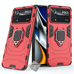 Htdmobiles Coque rigide anti choc pour Xiaomi Poco X4 Pro 5G + film ecran - ROUGE